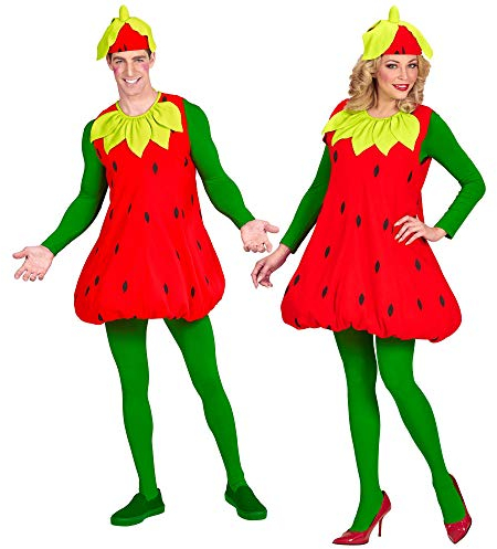W WIDMANN MILANO Party Fashion - Kostüm Erdbeere, Kleid, Kopfschmuck, Partnerkostüm, Obst, Strawberry, Mottoparty, Karneval