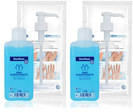 Horn Medical Dosierpumpen (2 Stück) mit Sterillium Händedesinfektionsmittel (2 x 500 ml)
