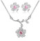 Uloveido - Completo collana e orecchini a forma di fiori di ciliegio Sakura, DT340 e placcato platinum, colore: Pink, cod. DT340-Pink