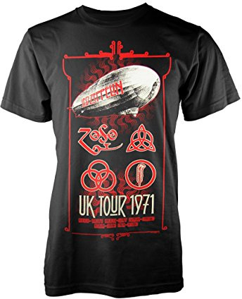 Led Zeppelin T Shirt UK Tour 71 Band Logo Official Mens Black
