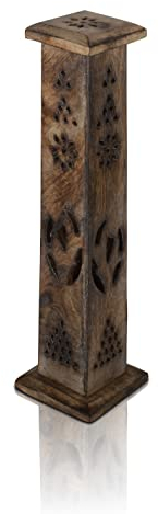 Räucherstäbchenhalter aus Holz und Kegel, groß, biologisch, umweltfreundlich, Asche-Auffangbehälter im rustikalen Stil, handgeschnitzt für Meditation, Yoga, Aromatherapie, Home Fragrance Products