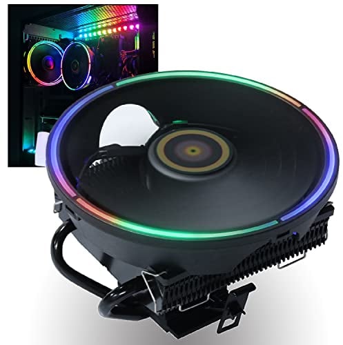 DS Schwarzer CPU-Kühler, 120-mm-RGB-Lüfter, schwarzes Aluminiumlamellen-Computergehäuse, CPU-Kühlung für Intel LGA 775 1366 1155 1156