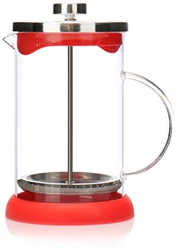 COM-FOUR® cafetera con sistema French-Press - Coffee press también sirve como tetera - cafetera con cilindro de vidrio (cafetera 800ml / rojo)