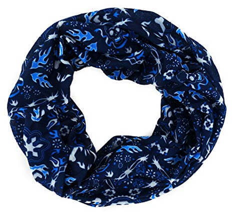 TigerTie Multifunktionstuch in blau weiss mit Totenkopf-Motiven - Tuch - Schal - Schlauchtuch - Wundertuch, Gr.48 cm x 48 cm (Umfang)
