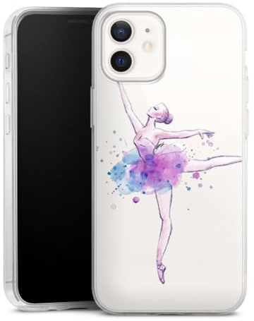 Slim Case kompatibel mit Apple iPhone 12 mini Silikon Handyhülle transparent Hülle extra dünn Ballett Art Tanzen