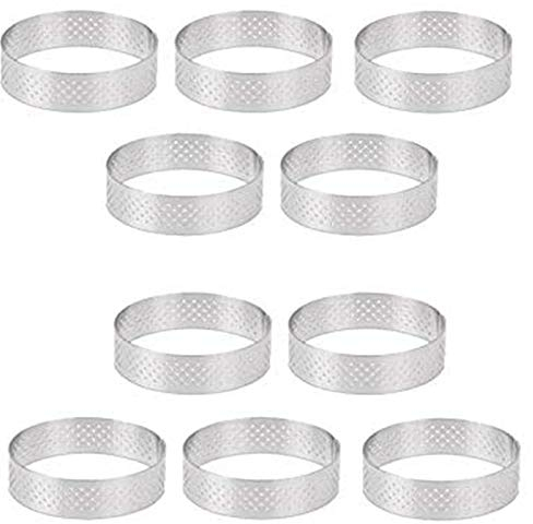 Camisin Lot de 10 Moules à Dessert Ronds Perforés en Acier 6 cm Classique