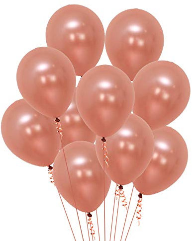 Metallic Rose Gold Balloons 25 Pack, Large 12 Inch Thick Latex Biodegradable Helium Party Balloons for Birthday, Wedding, Baby Shower, Valentine's Day Events Decoration for Balloon Arch Garland