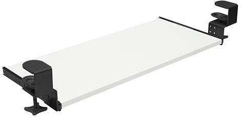 FIX&EASY Guide scorrevoli con ripiano 800X400mm cassetto bianco e morsetti nero regolabili in altezza, binario a sfera scorrevole con blocco nero 400mm, estraibili per tastiera mouse laptop vassoio
