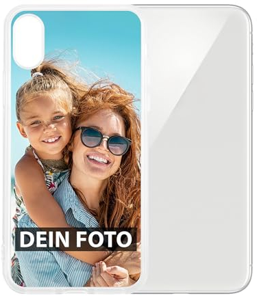 Personalisierte Handyhülle für Apple iPhone XS - Individuell selbst gestalten mit Foto und Text - Transparente Hülle aus Silikon