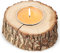 KADAX Rustikale Kerze im Baumstamm, Outdoorkerze, Gartenkerze aus Naturbelassenem Holz, Flammschale, Dekokerze, Kerzenständer, Holzkerze (Orange, Klein)