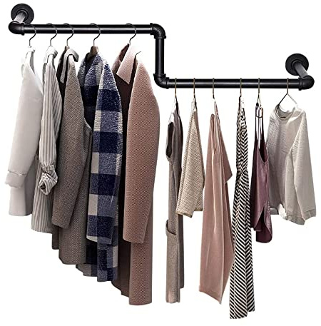 XUANYU Porte Manteau mural 100 cm Forme-Z Tringle à vêtement Industriel Porte vetements pour Entrée, Salon, Chambre, Salle de bain