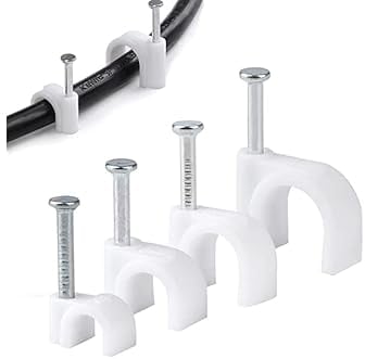 (400 Pieces) White Cable Clips - Wire Management - 6mm, 7mm, 8mm, 10mm (100 each) - Four Mostly Used Sizes