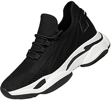 VIBLiSS Unsichtbarer, Höhenerhöhender Aufzugstrainer Für Herren, Atmungsaktive Walking-Turnschuhe Aus Mesh, Leichte, Modische Hebe-Sportschuhe,Black 6cm,42 EU