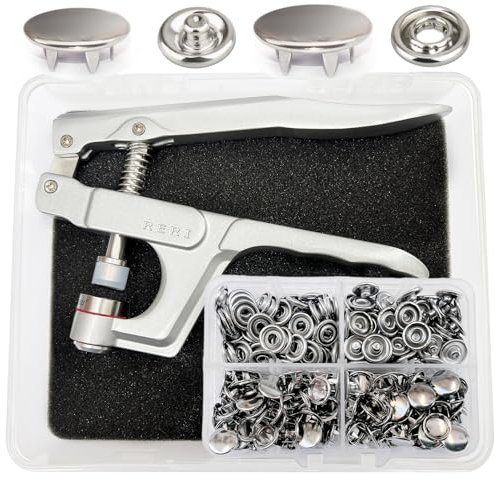 Jersey Druckknöpfe mit Zange, 11mm Silber Metall, Druckknopf Set mit Zange, Nähzubehör Buttons Knöpfe zum Annähen Werkzeug Jessey Snaps Für ür Baby Kinderbekleidung Sewing