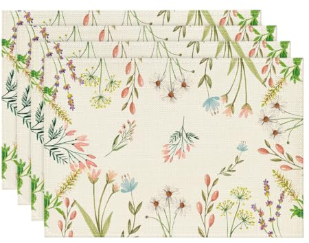 Artoid Mode Blumen Pflanzen Löwenzahn Frühling 4er Set Platzsets, Sommer Küche Tisch Dekoration Drinnen Urlaub Party Dekor 30x45cm
