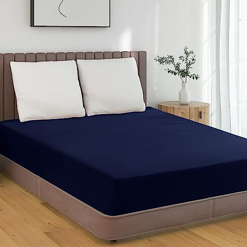 HENGWEI Spannbettlaken 200x200cm Mikrofaser, Spannbetttuch bis 30cm Matratzenhöhe Weiche Matratzenauflage, mit Elastischem Boxspring, für Boxspringbett & Wasserbett, Marineblau