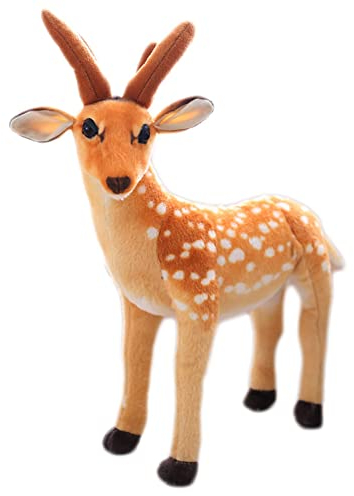 Surakey Plüschtier Pflaumenhirsch Hirsch Stehend Hirsch Kuscheltier für Kinder,50cm Stofftier Elch Lebensecht Pflaumenhirsch Tier Plüsch Puppe Elch Kissen Plüschtier Spielzeug für Jungen Mädchen