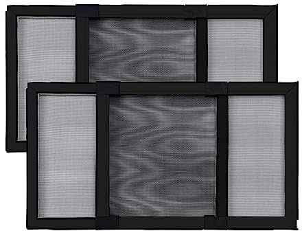 BafloTEX Fenstergitter, 2 Stück, erweiterbare Fenstergitter, verstellbarer Fenster-Ersatz, Bildschirm mit Aluminiumrahmen, Sichtschutz, Fiberglas-Gitter, Schiebefenster, schwarz, 63,5 cm - 114,4 cm