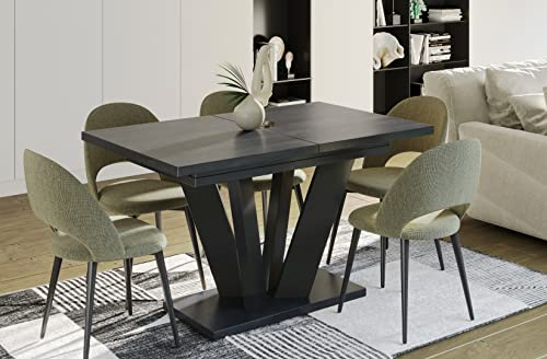 Endo-Moebel Esstisch Alex 130cm auf 210cm erweiterbar Säulen-Tisch Küchentisch ELEGANT (Beton Dunkel)