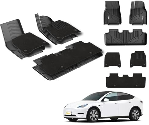 3W Tesla Model Y TPE Allwetter-Kofferraummatten-Set, 3-teilig, Kofferraummatte + niedrige Kofferraummatte, rutschfest, leicht zu reinigen (doppellagige Automatten für Modell Y)