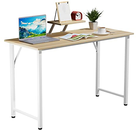 Scrivania Ufficio con Supporto per Monitor Staccabile, Scrivania Gaming Computer in Metallo e Fibra di Carbonio, 100x50x74cm Tavolo da Lavoro, Scrivanie pc per Cameretta Ufficio Casa, Beige Desk