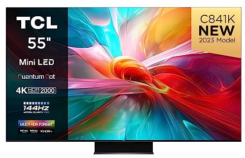 TCL C841K 55-inch Television, Mini LED, HDR 2000 nits, Quantum Dot, Full Array Local Dimming, IMAX Enhanced, 144Hz VRR, Dolby Vision & Atoms TV Powered by Google