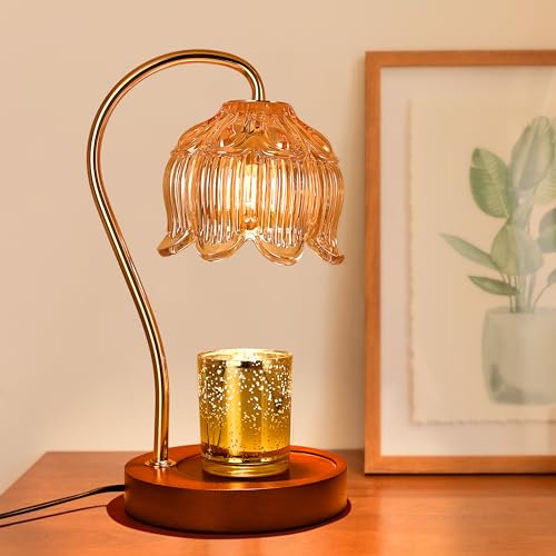NONVJJ Candle Warmer lamp with Timer Dimmer,Electric Candle Warmer, Vintage Flower Lotus lamp,Compatible with Various Candles, Gifts for Mom Women,Candle Lamp for Bedroom Home Decor (Flower lamp)