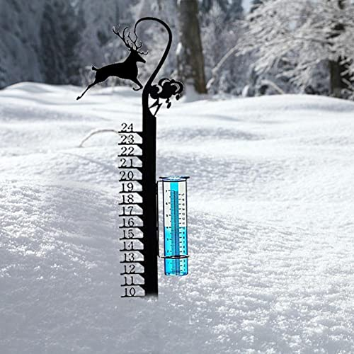 Misuratore di neve da 24 pollici in ferro, misuratore di pioggia, misuratore a doppio scopo for la misurazione di pioggia e neve, paletti da giardino for metro da neve Rian for cortile, decorativo nat