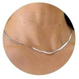 RWQIAN Flache Halskette Damen Schlangenkette Fischgrätenmuster Kette Silber Damen Choker Schmuck