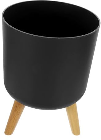VANZACK Maceta de Plástico Abs Resistente con Soporte de Madera Maceta de Gran Tamaño para Decoración del Hogar
