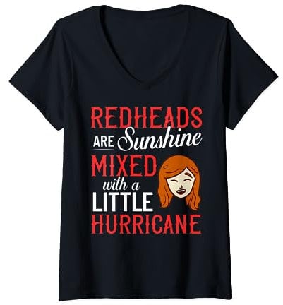 Damen Rote Haarfarbe Rotköpfig Orange Ingwer Haar Rotschopf T-Shirt mit V-Ausschnitt