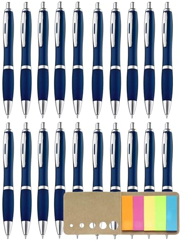 Libetui Set 20 Kugelschreiber ergonomische Kuli Blau blauschreibend rutschfeste Griffzone Großraumine Blau Kulli Haushalt Büro Schule Gehäuse Dunkelblau