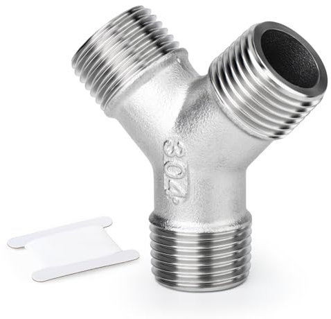 ERGAOBOY Stainless Steel 304 1 BSP Male 3 Way Y Shape T Piece Pipe Fittings for Water/Oil/Gas