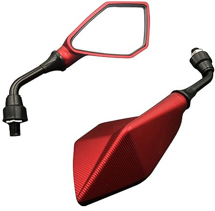 Slakerbe 1 Paar Motorrad Rückspiegel,Universal Fünfeckiges Eisen Modifiziertes Motorradzubehör Retro Style Rückansicht Motorradspiegel Lenkerendenspiegel Motorradzubehör,Rot
