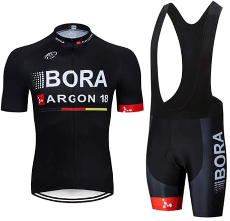 Generic Herren Radtrikot kurzärmliges Set Radbekleidung Pro RennradJersey und Radhose mit 19D Gepolstert (Black-1, L)