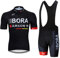 Generic Herren Radtrikot kurzärmliges Set Radbekleidung Pro RennradJersey und Radhose mit 19D Gepolstert (Black-1, L)