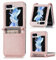 TINGYR Cover per Samsung Galaxy Z Flip 6 Custodia, Combinazione PC e Pelle, con Slot Per Schede e Portafoglio, Anticaduta Case Cover per Samsung Galaxy Z Flip 6.Rosa