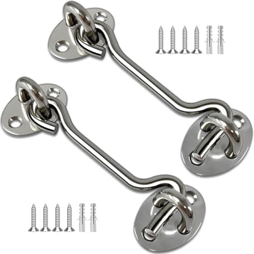 TOPYWMSP Hook and Eye Latch 2Pcs 3 Inch Stainless Steel Cabin Hook for Door,Gate,Window(75mm)