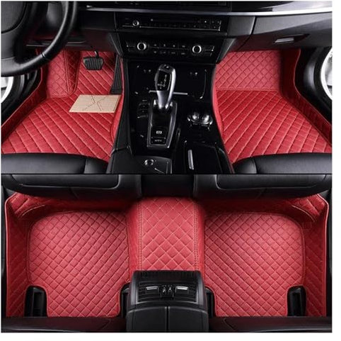 Automatte Fußmatte Benutzerdefinierte Luxus-Leder-Auto-Bodenmatte Für Ford Für Fiesta 2009–2013 Automatte Komplettes Set Wasserdichtes Zubehör Autotepiche(WEINROT)