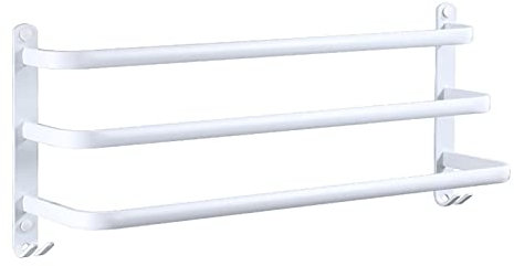 Toallero toallero de aluminio para baño, 3 niveles, escalera, toallero, montaje en pared, color blanco, 60 cm