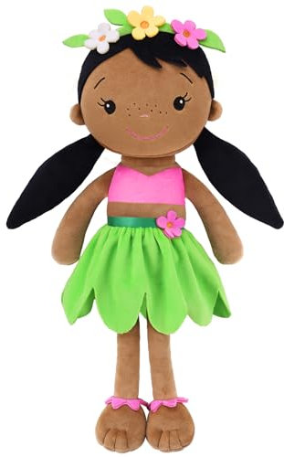 GAGAKU Muñecas Trapo para Niñas 40.6cm Tela Suave Ángel Guardián Regalo de Bautizo para Niña con Alas Peluche Amuleto de la Suerte para Niños de 1-6 Años -Niña India