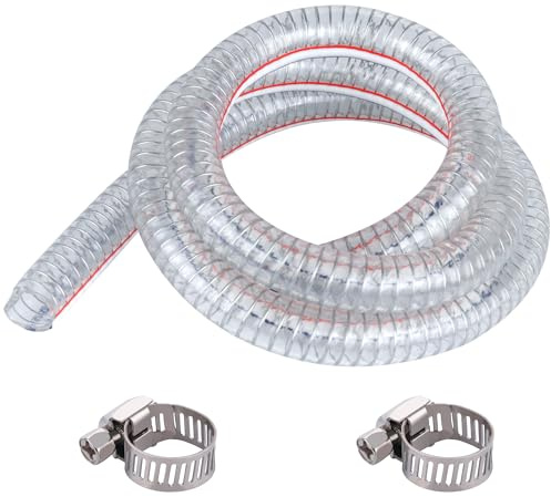 3.3FT 3/4 ID x 1 OD Steel Wire Suction Hose PVC Reinforced Tubing High Pressure Flexible Vinyl Hose Heavy Duty Clear Vacuum Suction Tube for Dust Collection Drain Fuel