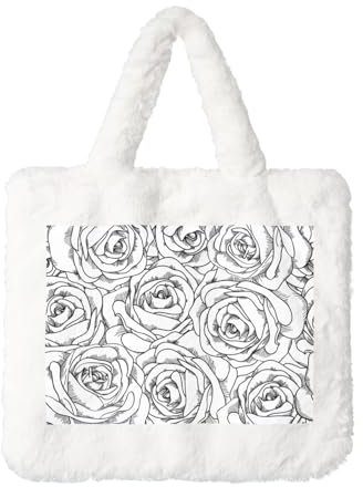 ESASAM Sac à main en peluche rose noire et blanche – Sac à main doux et en fourrure avec fermeture magique – Sac à bandoulière confortable et mignon pour femmes et filles, joli sac à bandoulière