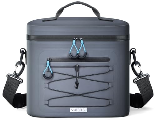YULEEE Kühltasche 15L, Wasserdicht Picknicktasche mit Auslaufsicher, Isolierte Kühl Lunchtasche, Tragbare Cooler Bag für Strand, Camping, Büro, Familie, Lebensmitteltransport, Grau