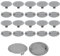 20 Pcs Plastic Hinge Hole Cover,Grey 35mm Diameter Round Flush Hole Covers Caps,Light Durable Mini Flat Cover Up Cracks Concealed Hole Cover,for Furniture Cabinet Cupboard Wardrobes