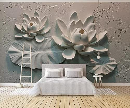 ZYCAFJ Papier Peint Fleur de lotus abstraite Papier Peint 3D Intissé Peinture Murale Tapisserie Photo Poster Tableaux Muraux Salon Chambre Bureau Couloir Mural Décoration