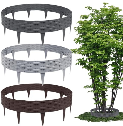 Kuro-sagol 5m Rasenkante Beetumrandung Flexibel Wetterbeständig Garten Blumenbeete Rasenbegrenzung als vielseitige Lösung für Gartenpflege UV-beständig und langlebig, Grau