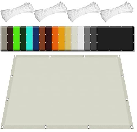 Voile d'ombrage Jardin 5 x 10 m Imperméable 98% UV Protection Toile Ombrage Exterieur pour Pergola avec Oeillets pour Patio Jardin, Terrasse, Extérieur, Balcon, Blanc cassé