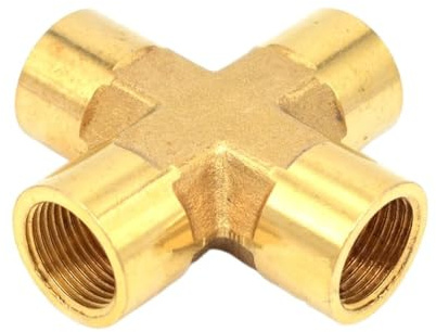 1pc Raccordo for tubo in ottone Connettore a 4 vie Croce 1/4 3/8 1/2 Filettatura maschio Accoppiatore spinato in rame Giunto adattatore(1/4)
