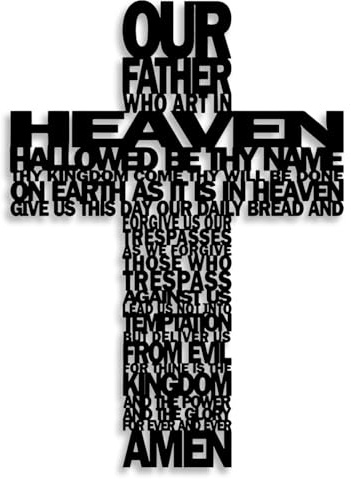 LIYOUYA Metal Cross Wall Decor - Rustic Farmhouse Decor Black Prayer Text Cross Wall Art Home Decor for Living Room, Bathroom, Bedroom, Dining Room, Office, Church (Black)
